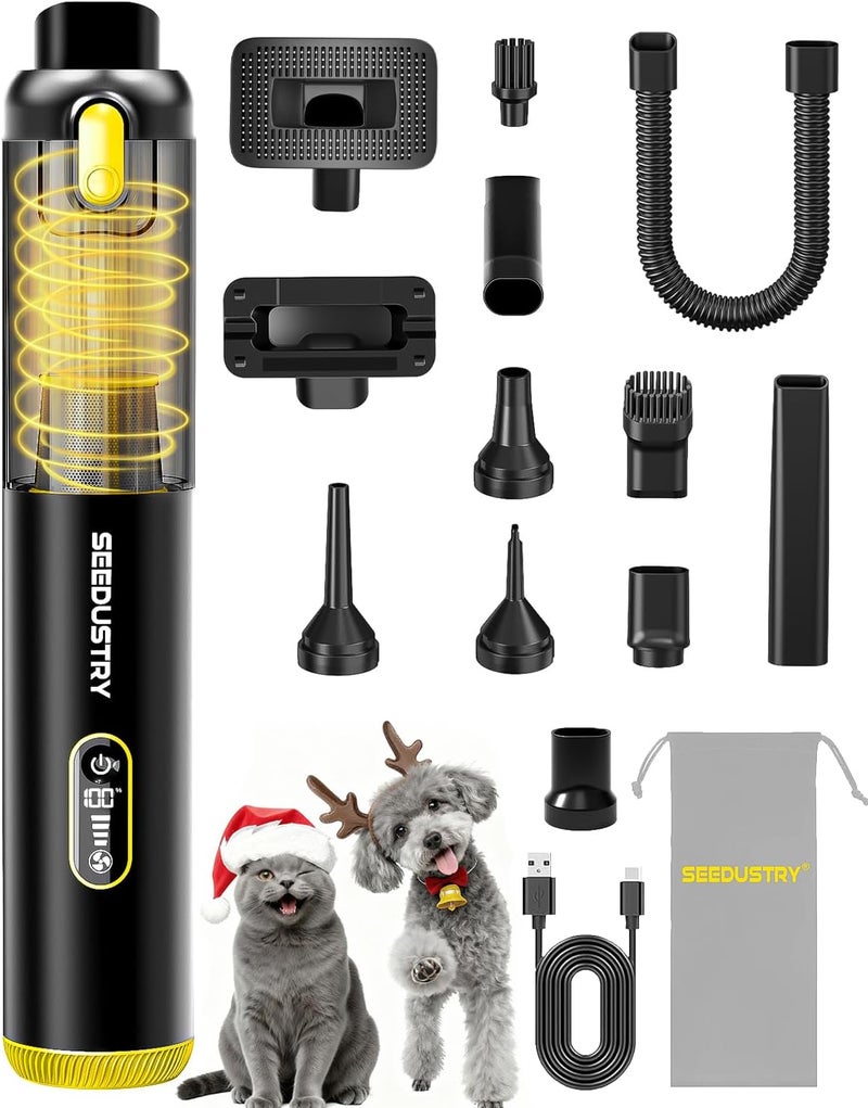 SEEDUSTRY Handheld Vacuum Cleaner Cordless, Mini Small Car Vacuum, Portable Pet Hair Vacuum, 3 Suction Modes-Up to 18000pa, 6 Blow & Suck & Deflate & Inflate Nozzles for Car, Pet, Office, Home - Image 1